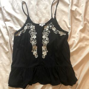 Black Floral Tank Top